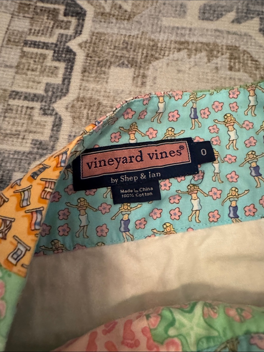 Vineyard Vines Size 0 Patchwork Print Cotton Mini Skirt Preppy Coastal - Picture 2 of 3